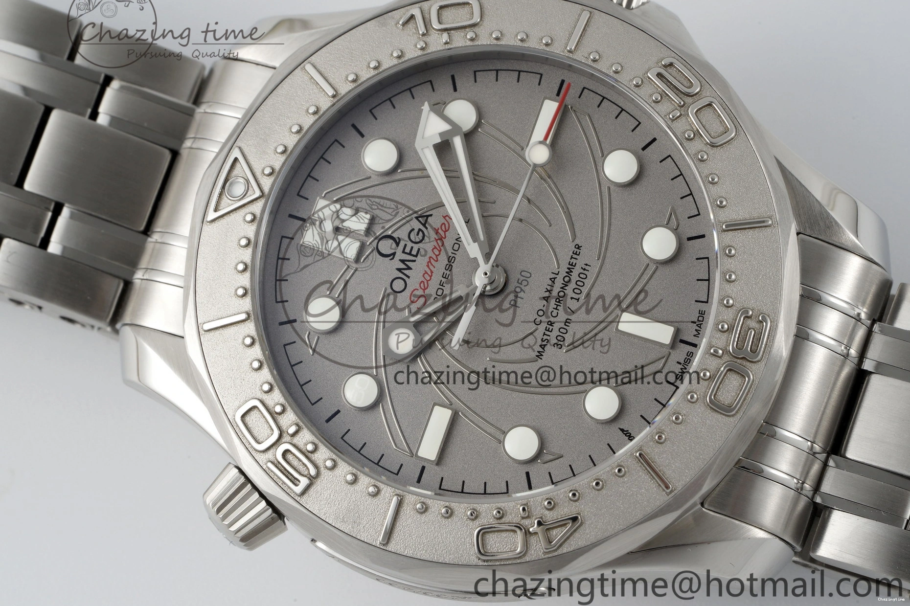 0521 Unisex Seamaster 300M 007 Platinum VSF 1:1 Best Edition Gray Dial on SS Bracelet A 7826